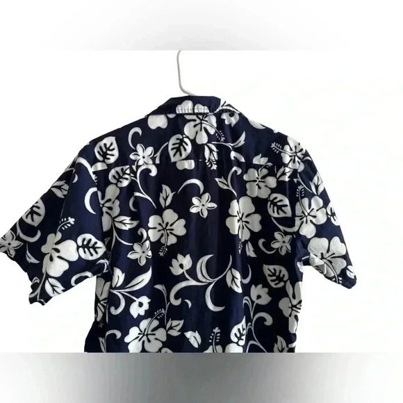 RJC Hawaiian Shirt Medium Blue White Floral - Picture 6 of 9